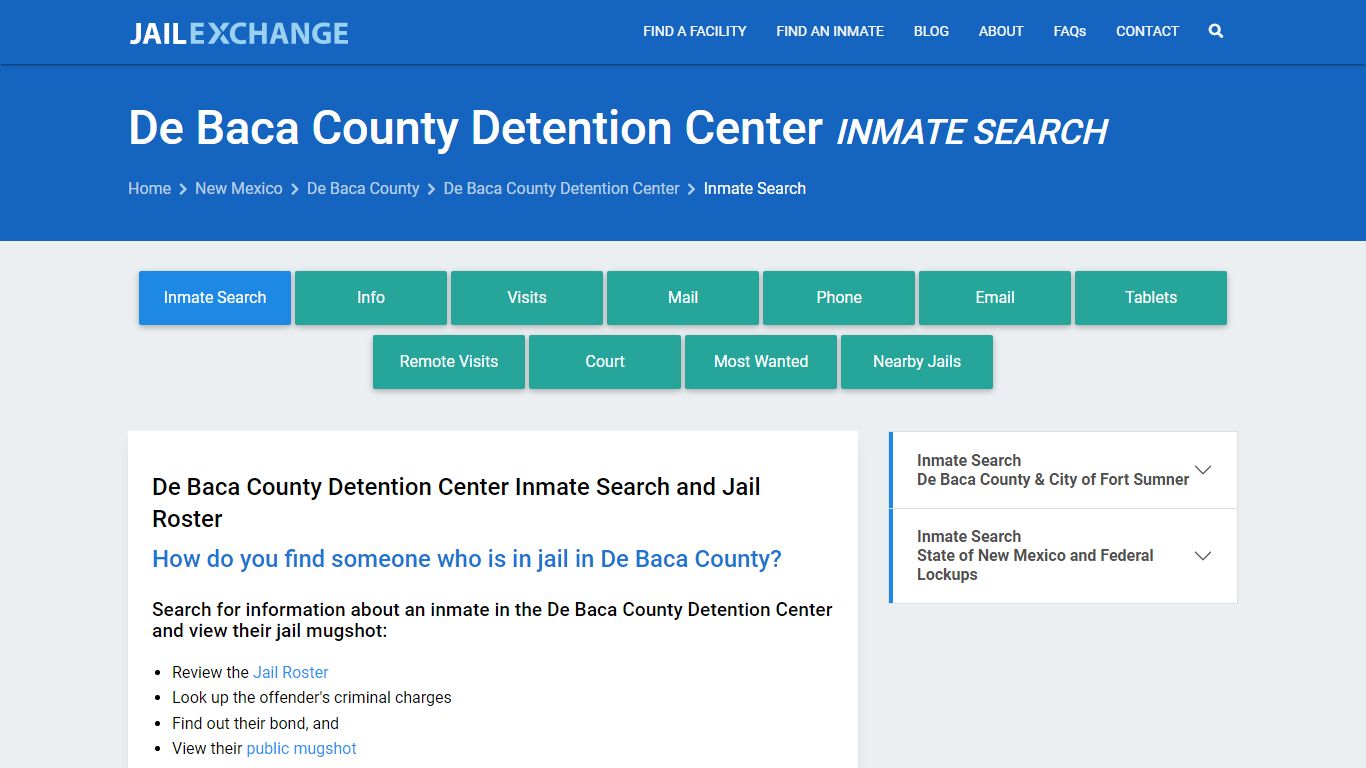 De Baca County Detention Center Inmate Search - Jail Exchange